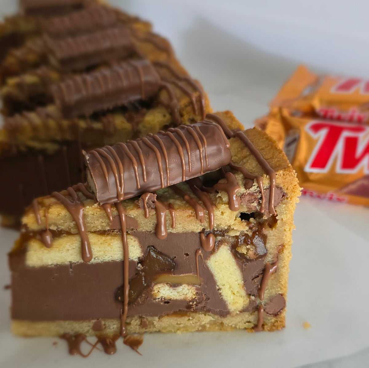 Twix Cookie Pie slice