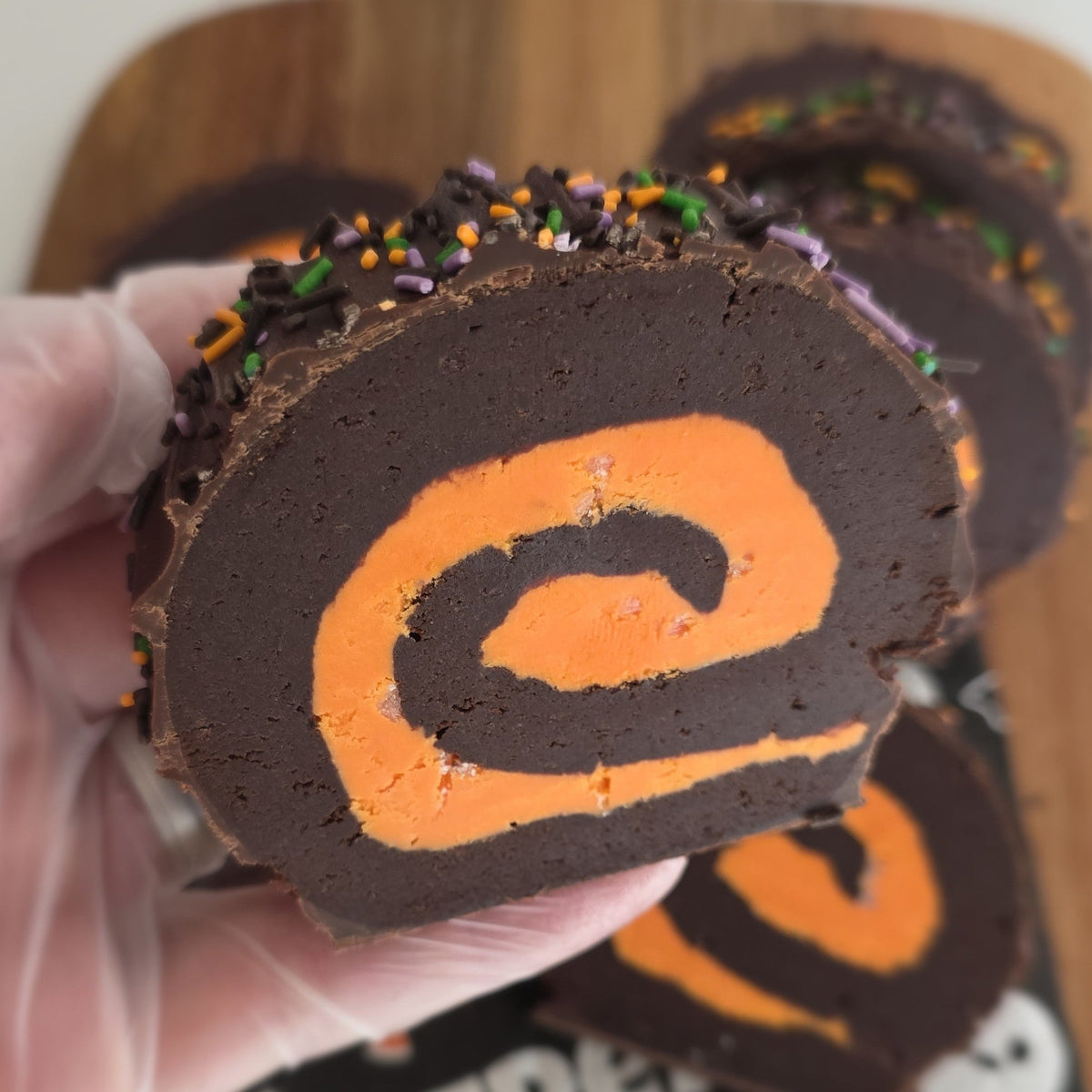 Chocolate Orange Brownie Log Roll slice