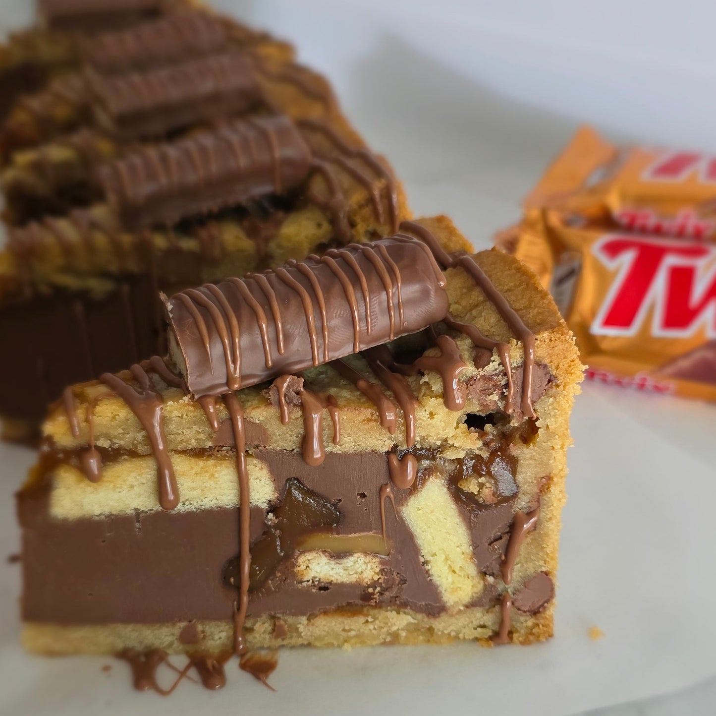 Twix Cookie Pie slice